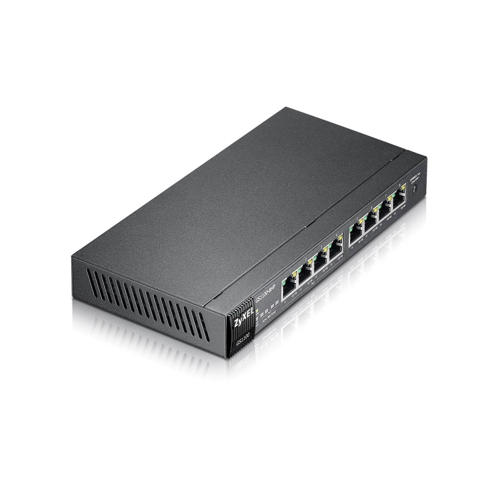 ZYXEL GS1100-8HP Unmanaged 8-port, 75W PoE Budget – Detec AS - A