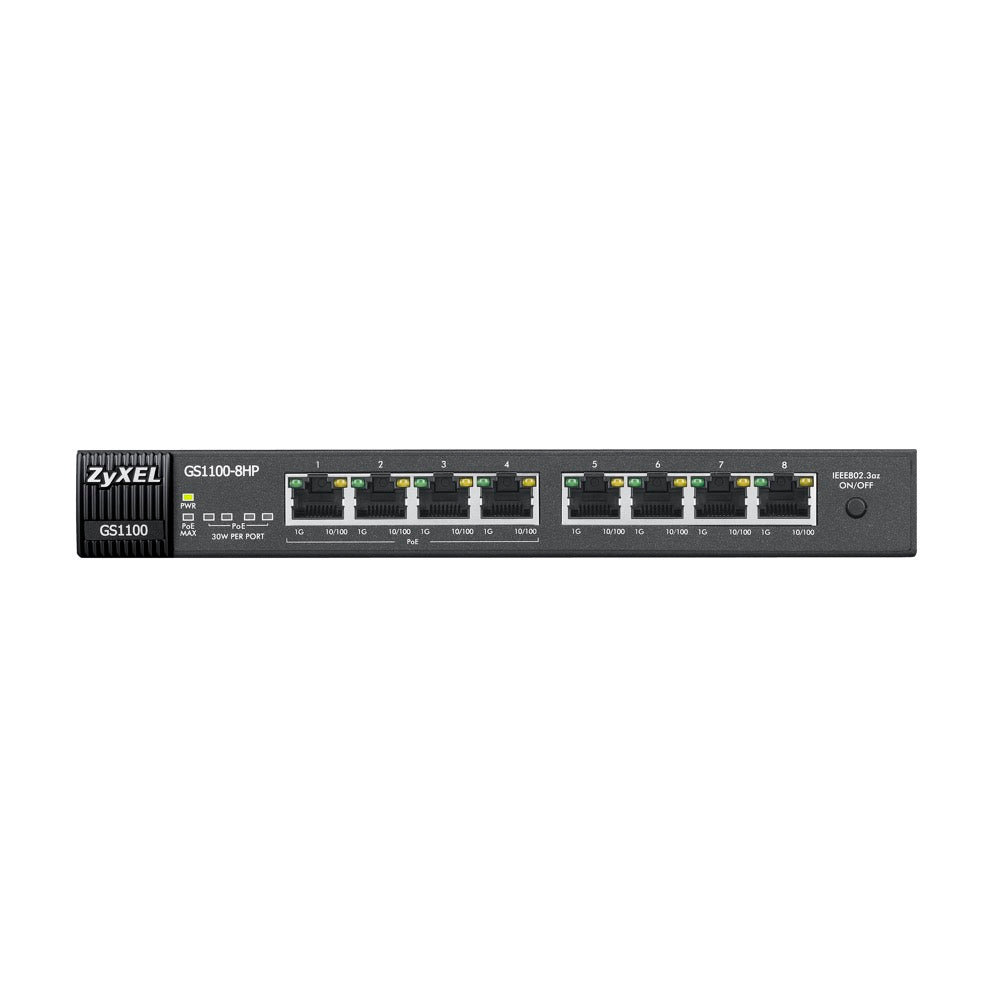 ZYXEL GS1100-8HP Unmanaged 8-port, 75W PoE Budget – Detec AS - A